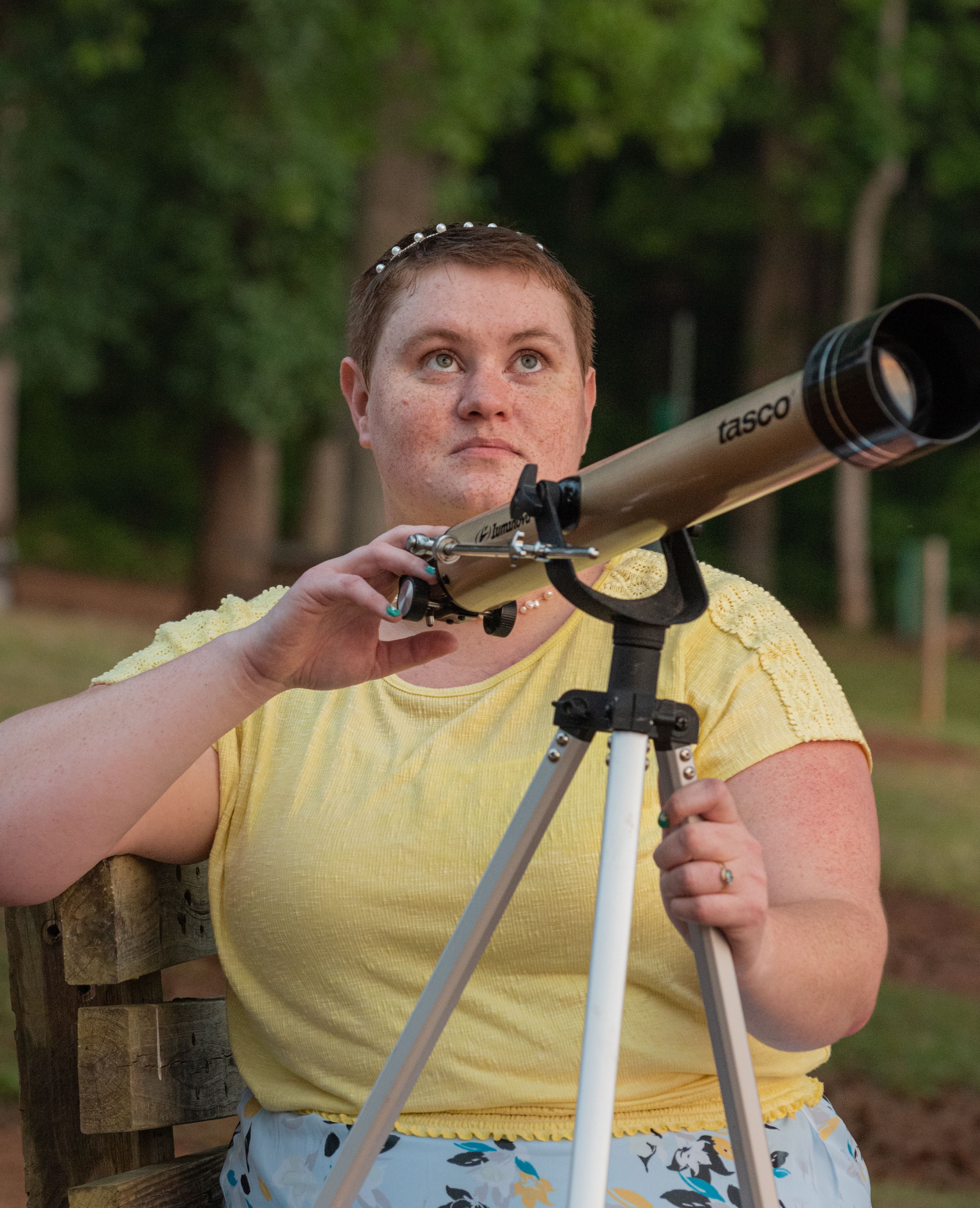 Alison Underwood With a Telescope